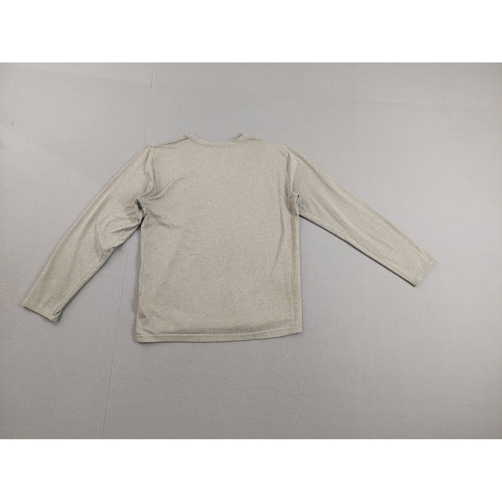 Nike Men Athletic Shirt M Gray Dri Fit 100% Polyester Logo Long Sleeve Crew Neck - Picture 12 of 16